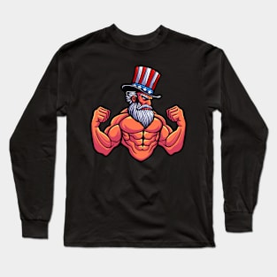 Muscular Uncle Sam Long Sleeve T-Shirt